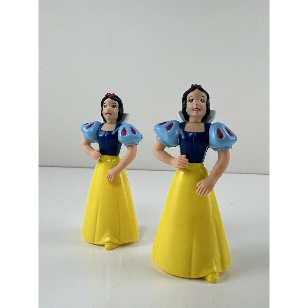 2 Disney Snow White 3.5” Plastic PVC Figurine Cake Topper Action Figure Toy Gift